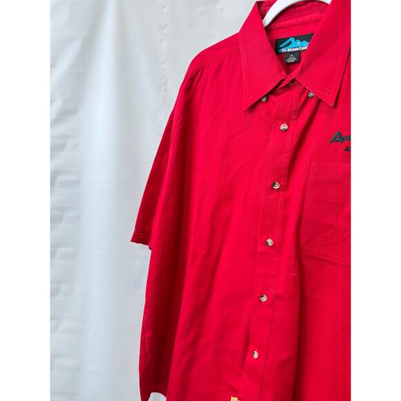 Mens Anadarko Aviation Tri-Mountain Size XL Solid Red Short Sleeve Button Shirt - Picture 2 of 5